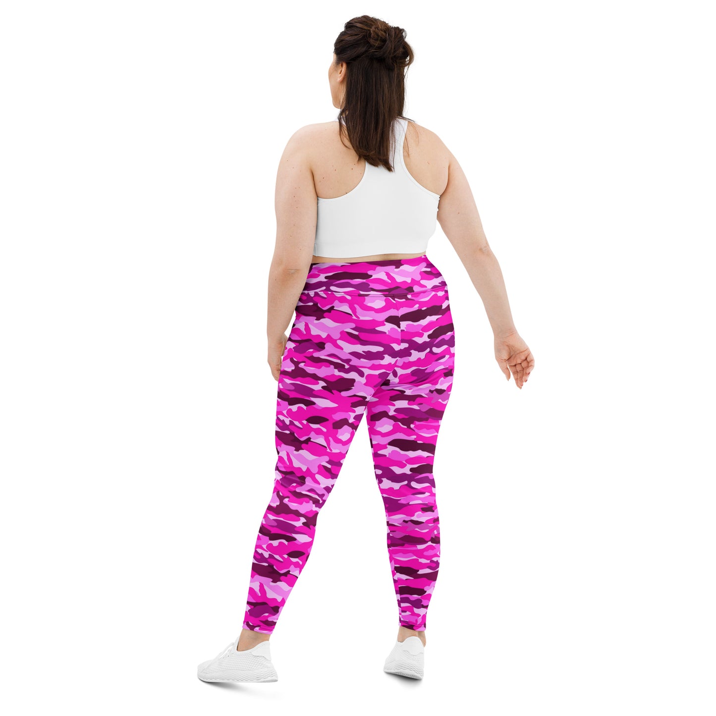 All-Over Print Plus Size Leggings - Bright Pink