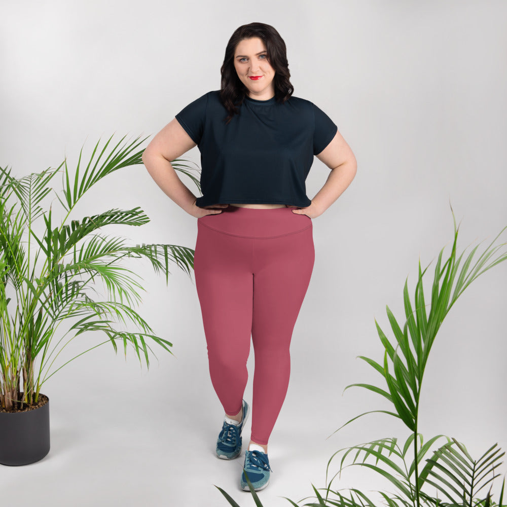 All-Over Print Plus Size Leggings - Hippie Pink