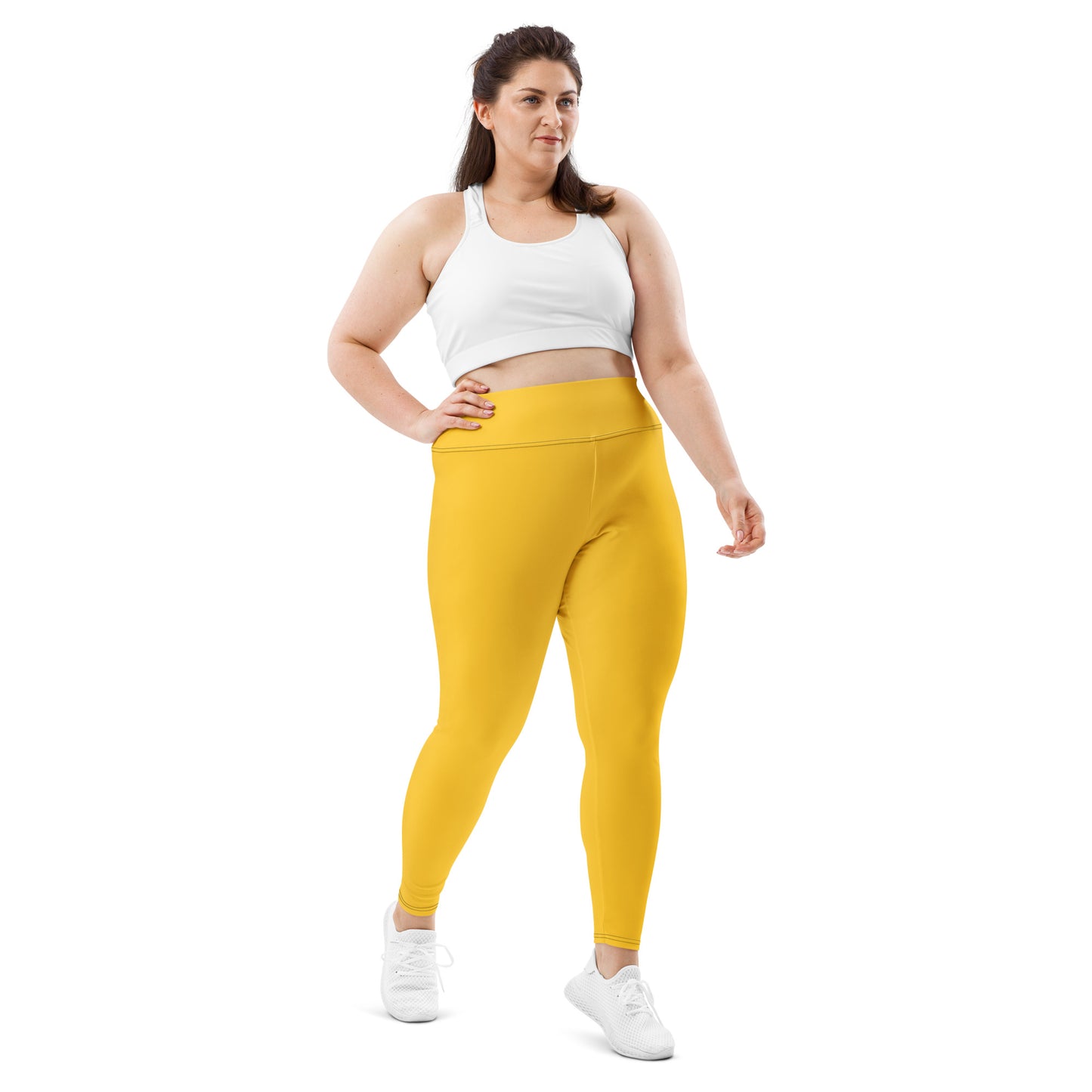 All-Over Print Plus Size Leggings - Yellow