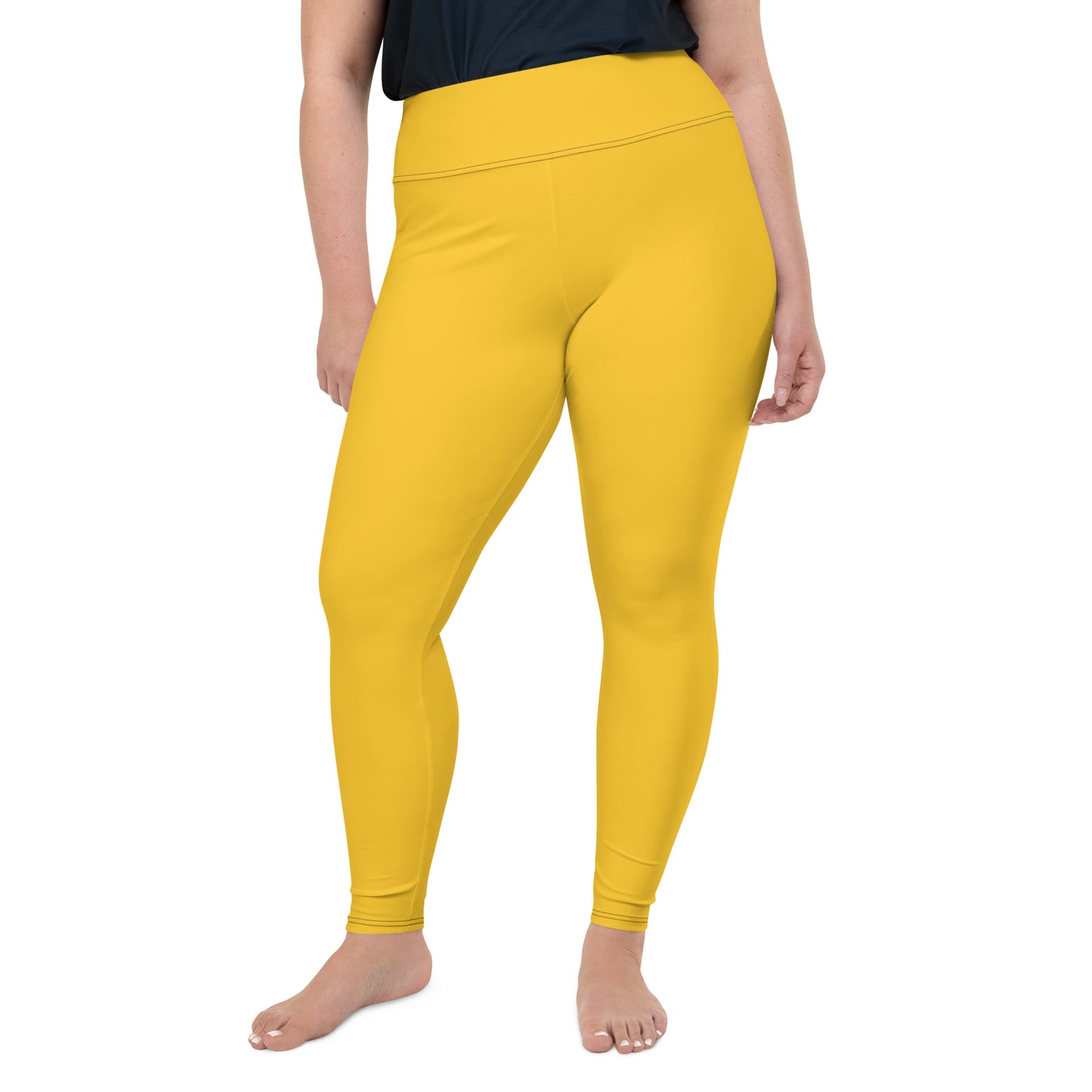 All-Over Print Plus Size Leggings - Yellow