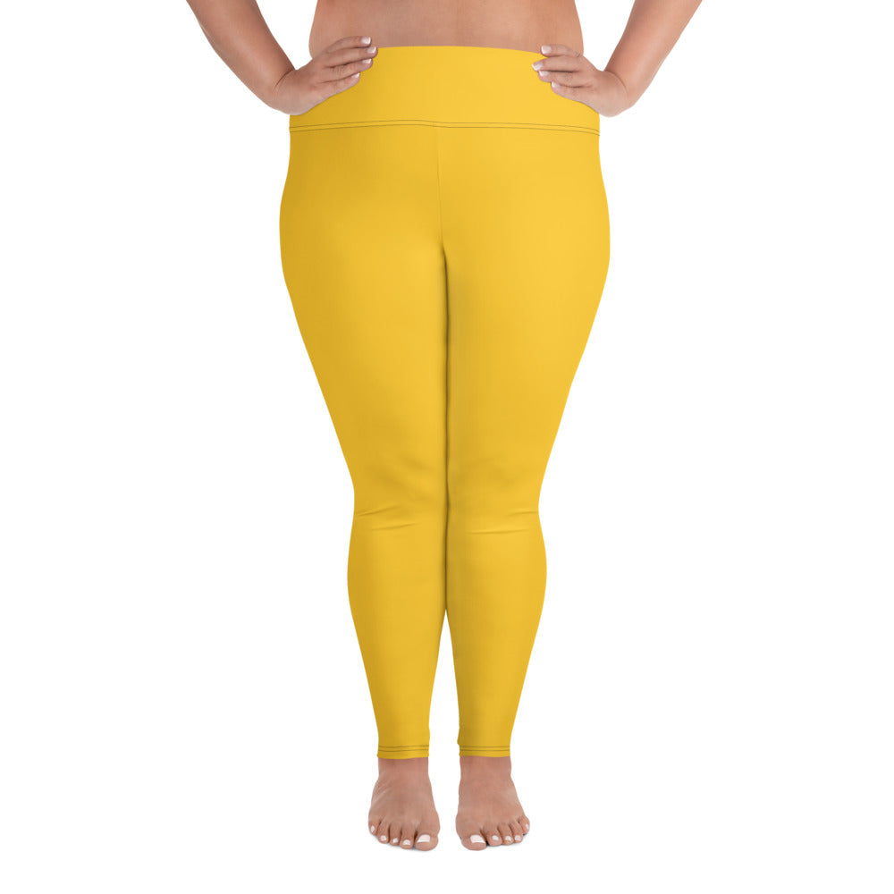 All-Over Print Plus Size Leggings - Yellow