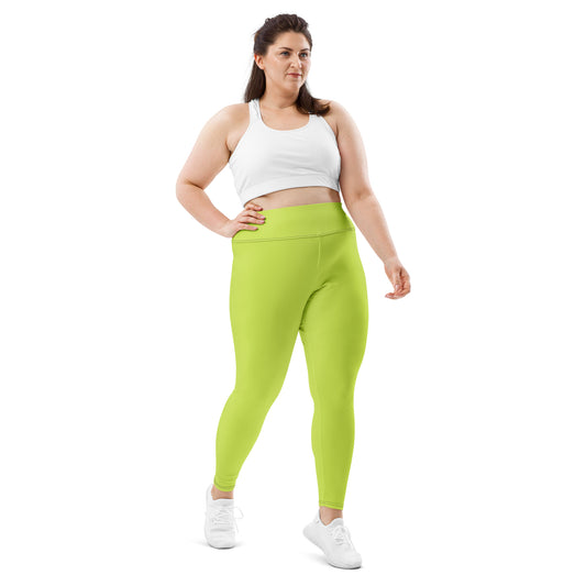 All-Over Print Plus Size Leggings - Mindaro Lime Green