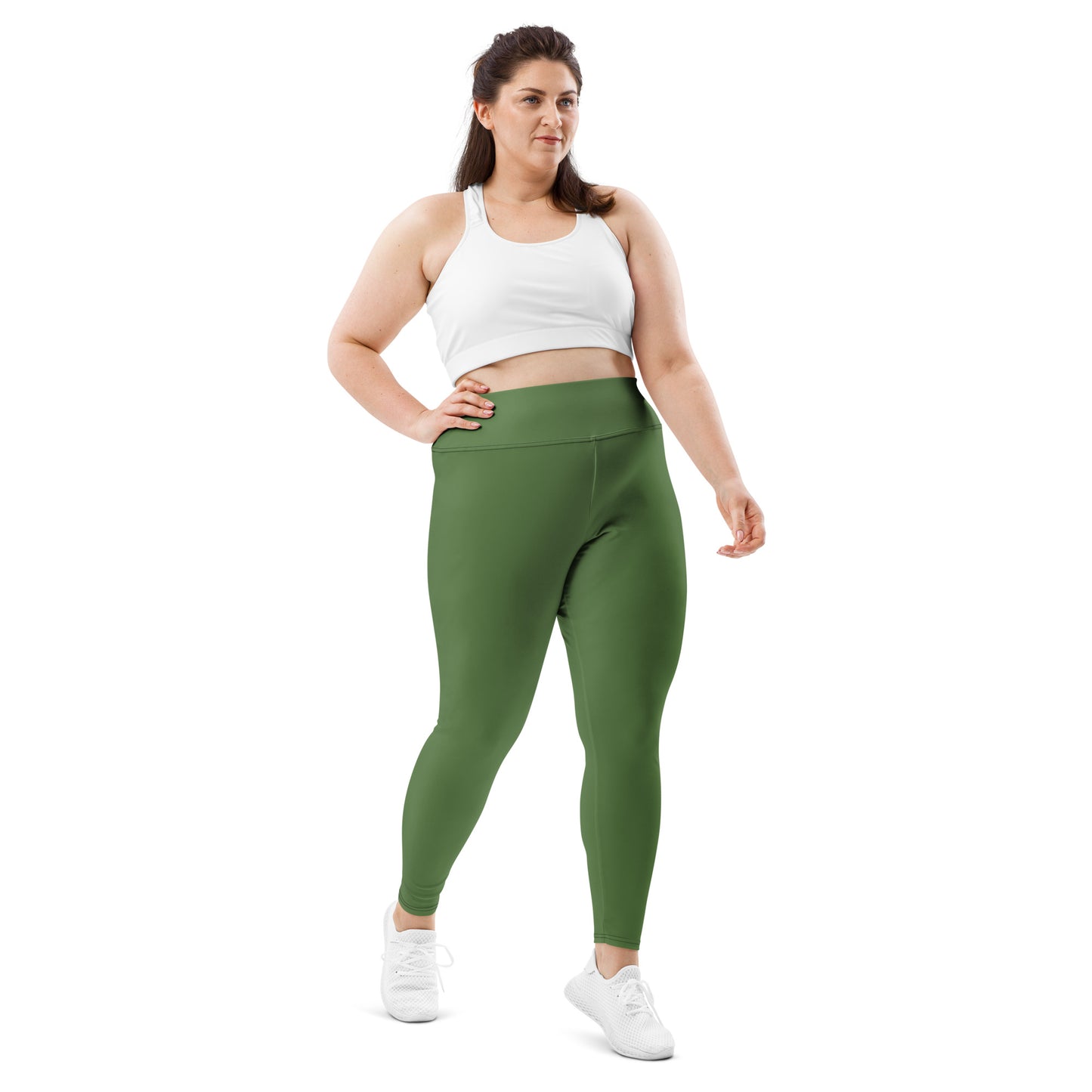 All-Over Print Plus Size Leggings - Fem Green