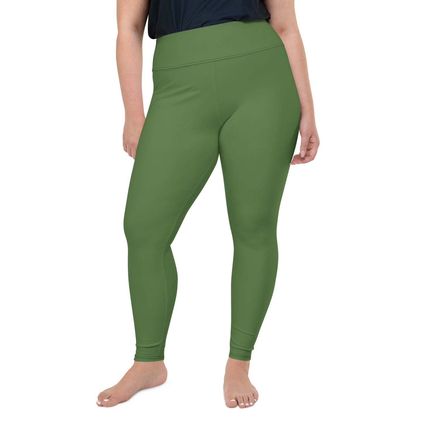 All-Over Print Plus Size Leggings - Fem Green