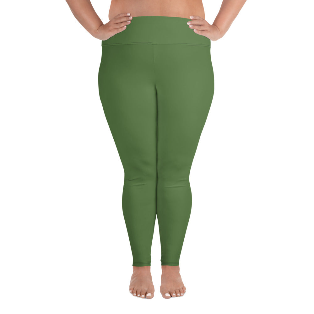 All-Over Print Plus Size Leggings - Fem Green