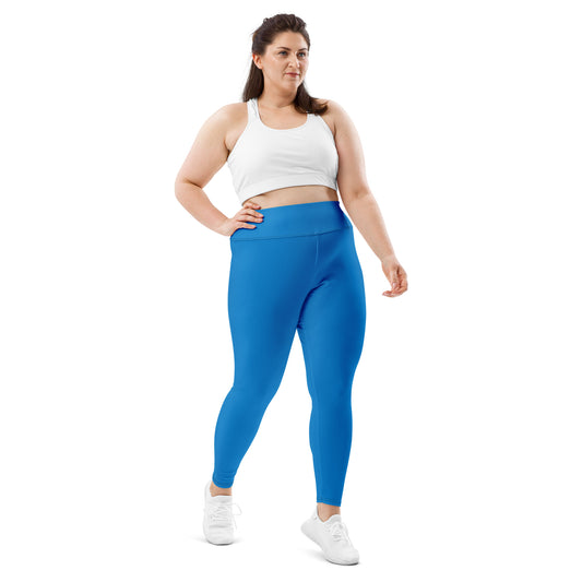 All-Over Print Plus Size Leggings - Royal Blue