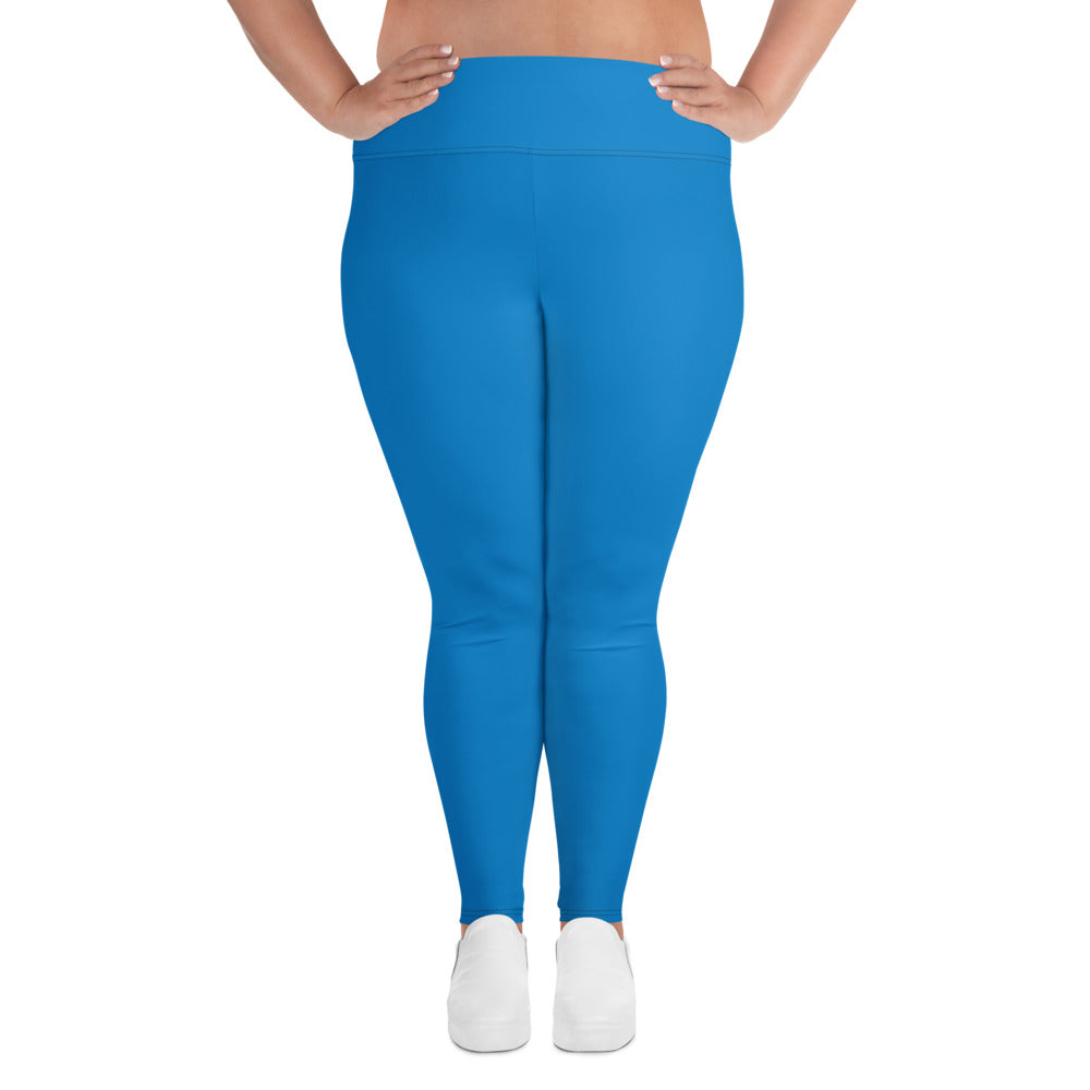 All-Over Print Plus Size Leggings - Royal Blue