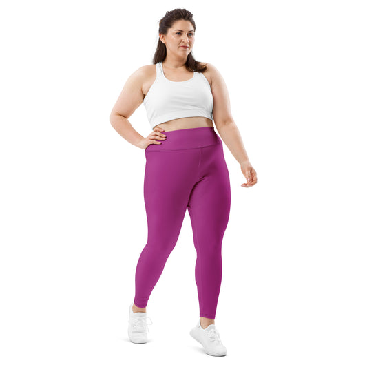 All-Over Print Plus Size Leggings - Red Violet