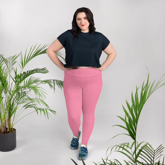 All-Over Print Plus Size Leggings - Tickle Me Pink