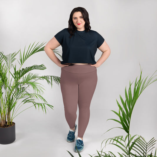 All-Over Print Plus Size Leggings - Light Wood