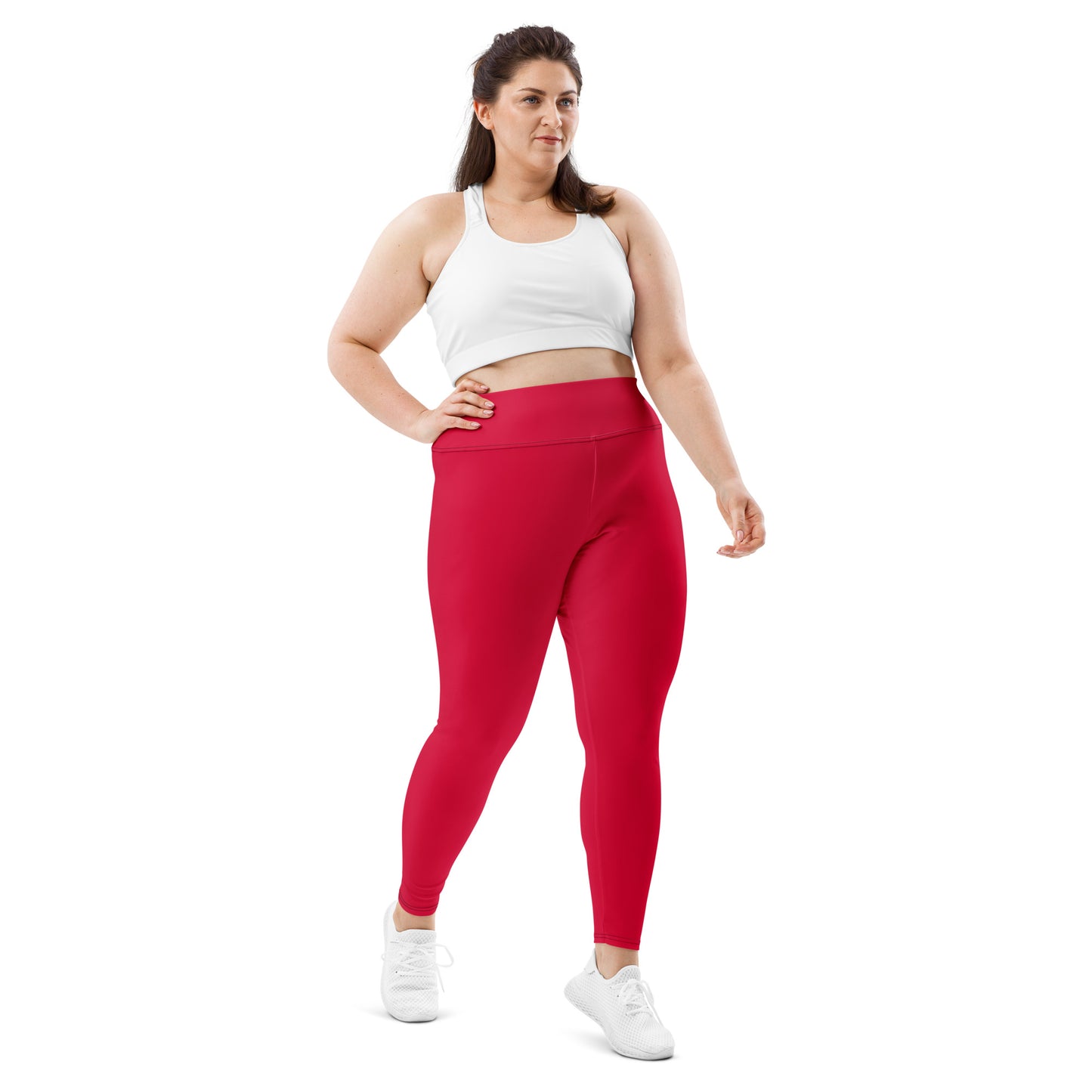 All-Over Print Plus Size Leggings - Crimson Red