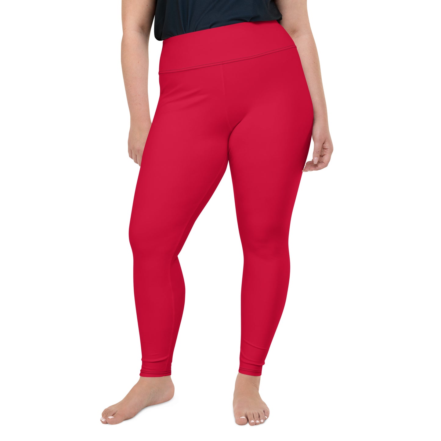 All-Over Print Plus Size Leggings - Crimson Red