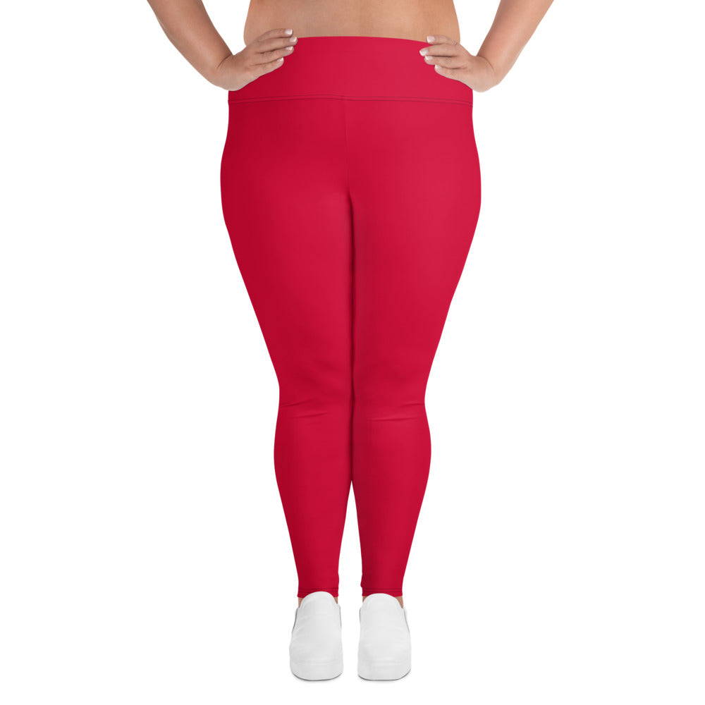 All-Over Print Plus Size Leggings - Crimson Red