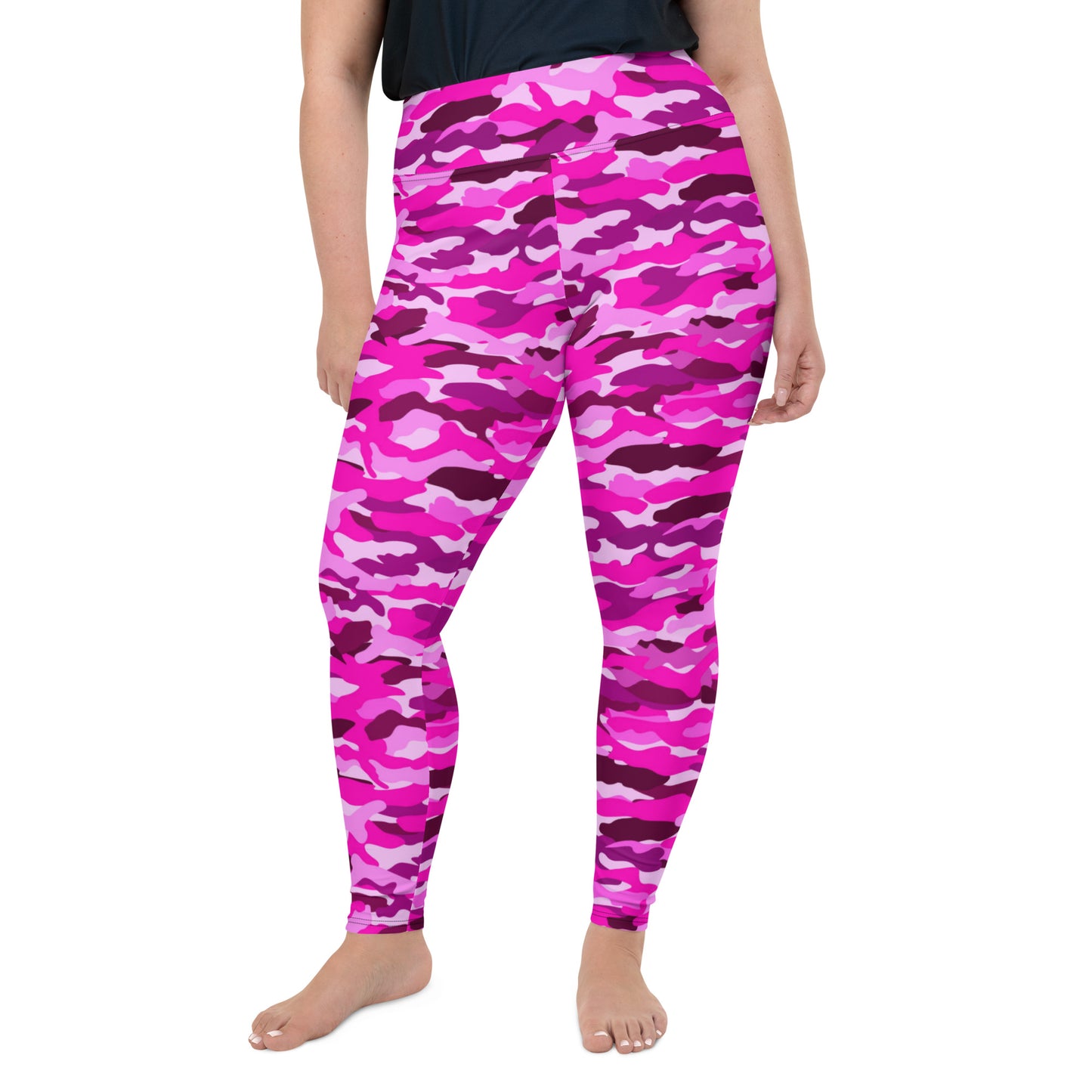 All-Over Print Plus Size Leggings - Bright Pink