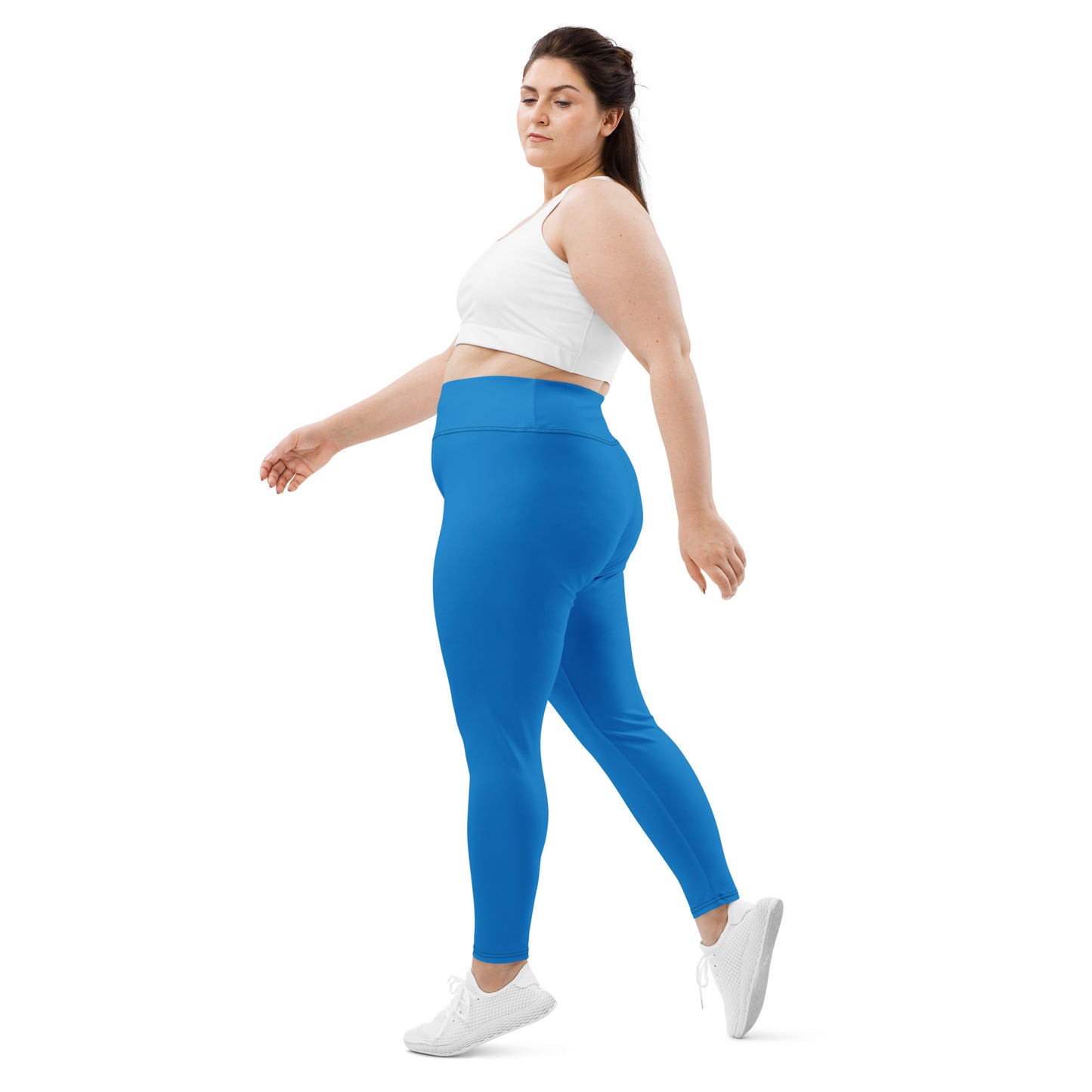 All-Over Print Plus Size Leggings - Royal Blue