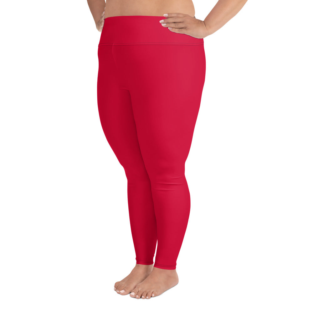 All-Over Print Plus Size Leggings - Crimson Red