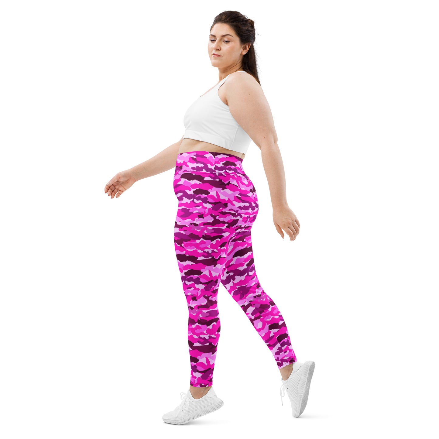 All-Over Print Plus Size Leggings - Bright Pink