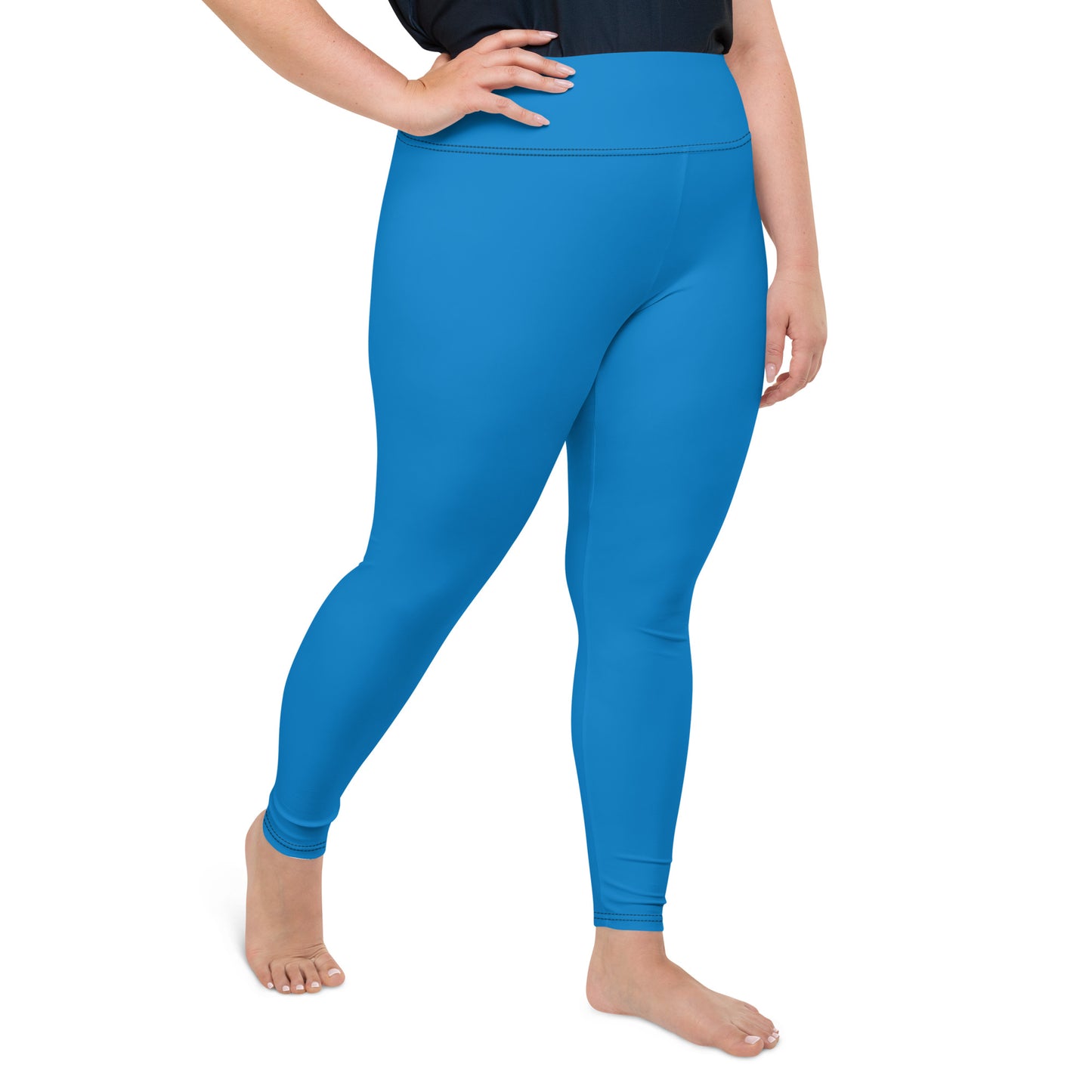 All-Over Print Plus Size Leggings - Royal Blue