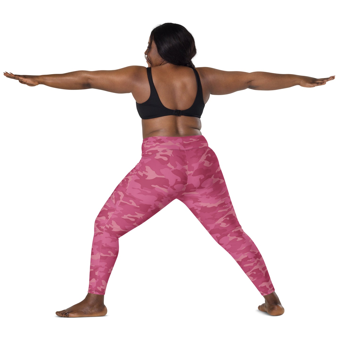 Crossover leggings with pockets - Pink Pink Camouflage