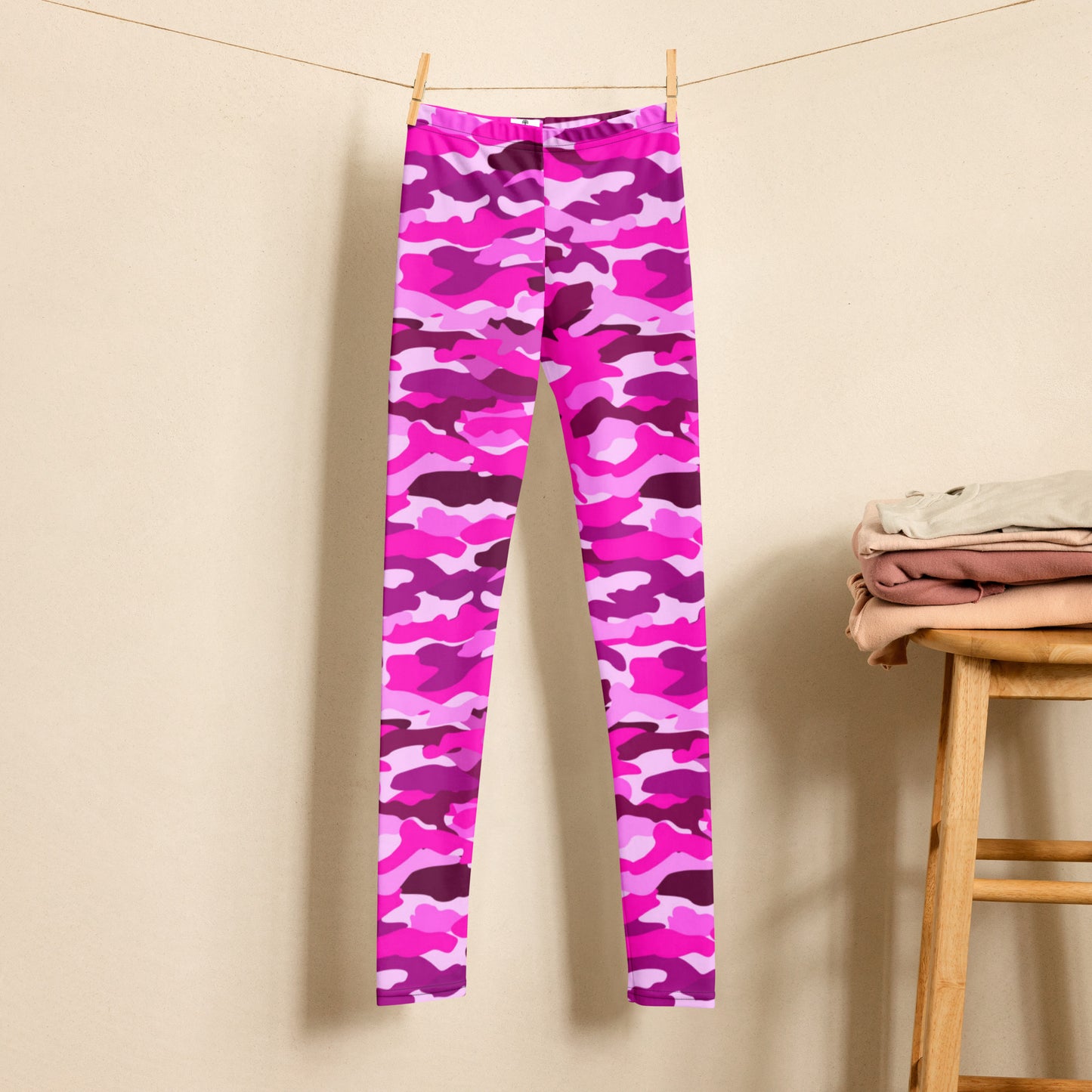 Youth Leggings - Bright Pink Camouflage