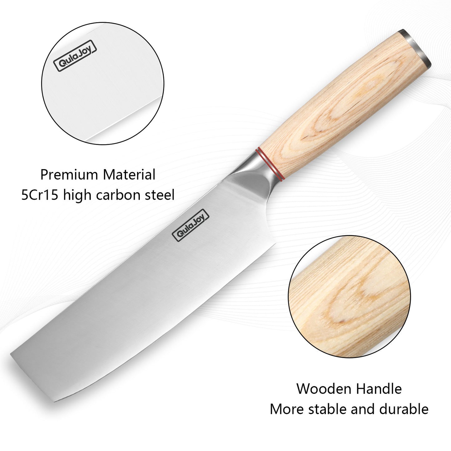 Vegetable Cleaver - Japanese Cleaver 6.5 Inch Chopping Knife High Carbon Stainless Steel Knives With Wooden Handle 6.5 Inch Cleaver Knife