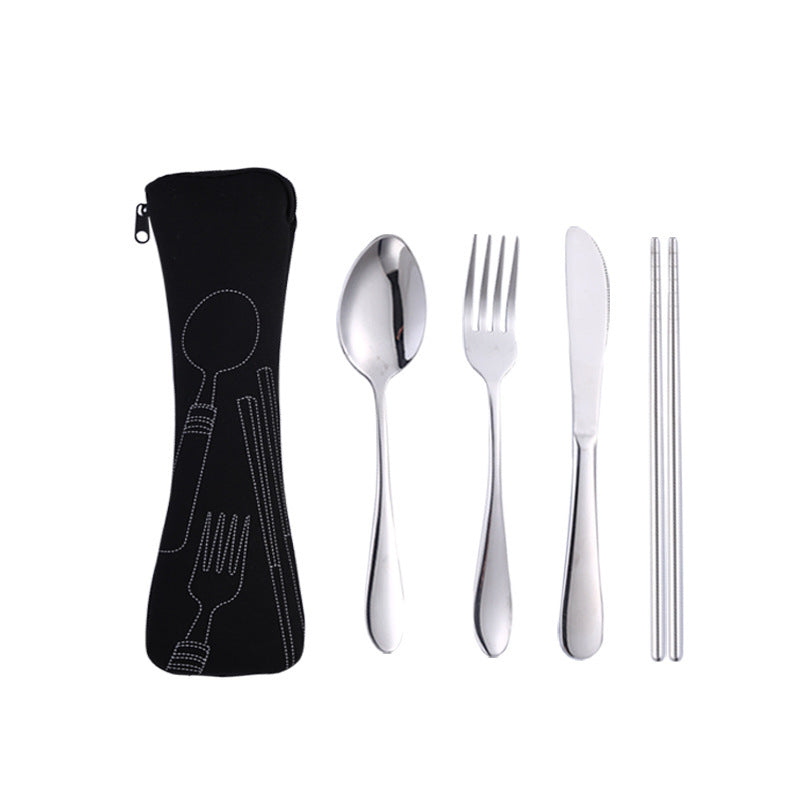 Stainless steel steak tableware student portable tableware