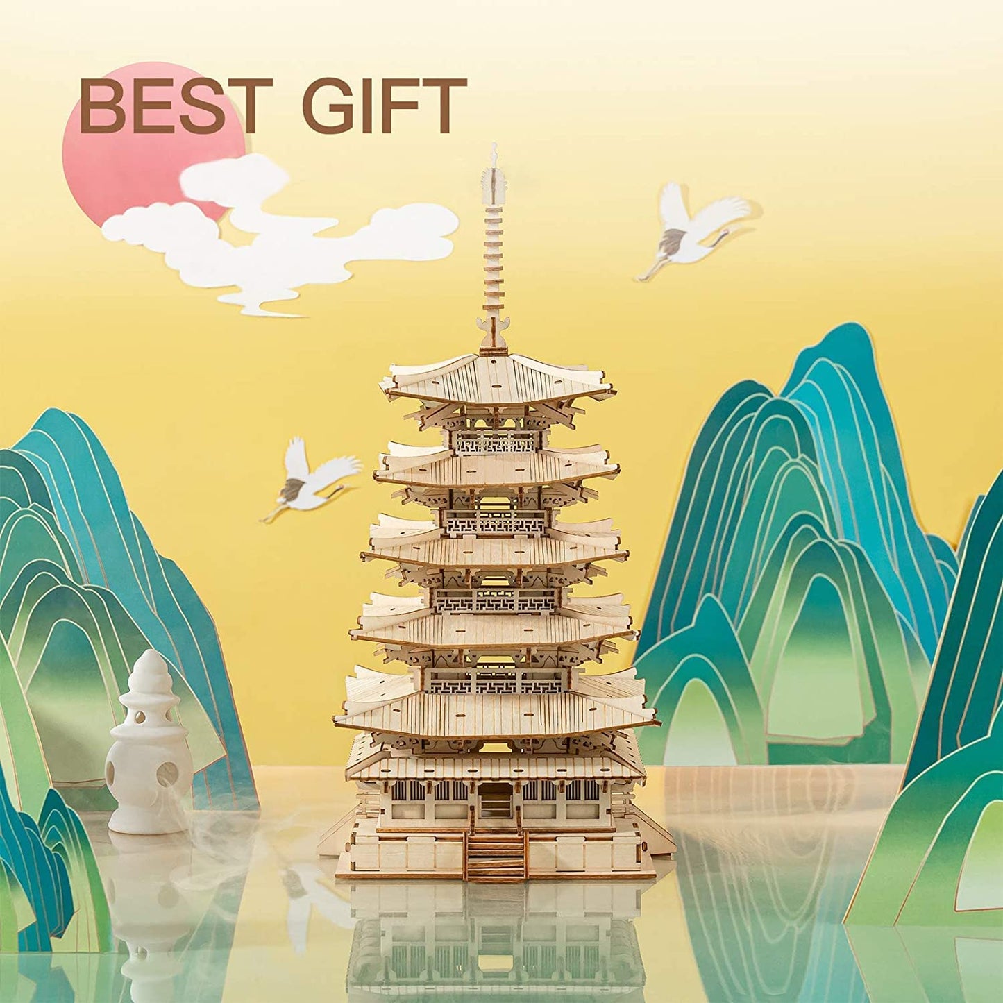 Robotime Five-storied Pagoda 3D Wooden Puzzle Toys For Children Kids Birthday Gift