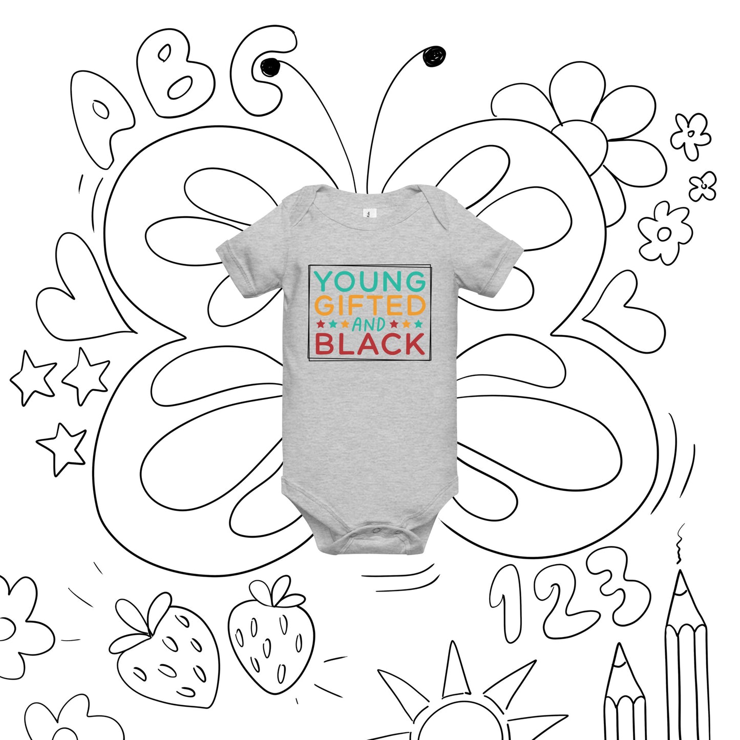 Baby short sleeve one piece - Juneteenth Young Gifted and Black