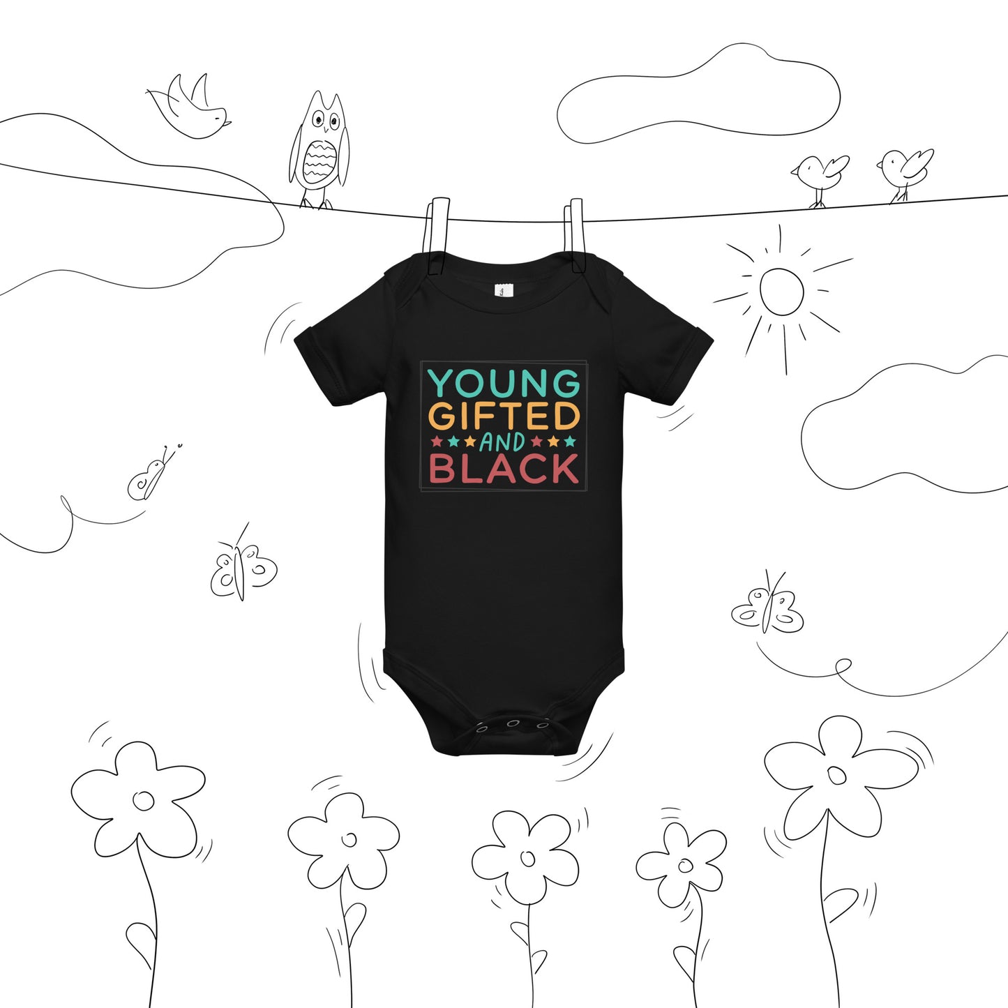 Baby short sleeve one piece - Juneteenth Young Gifted and Black