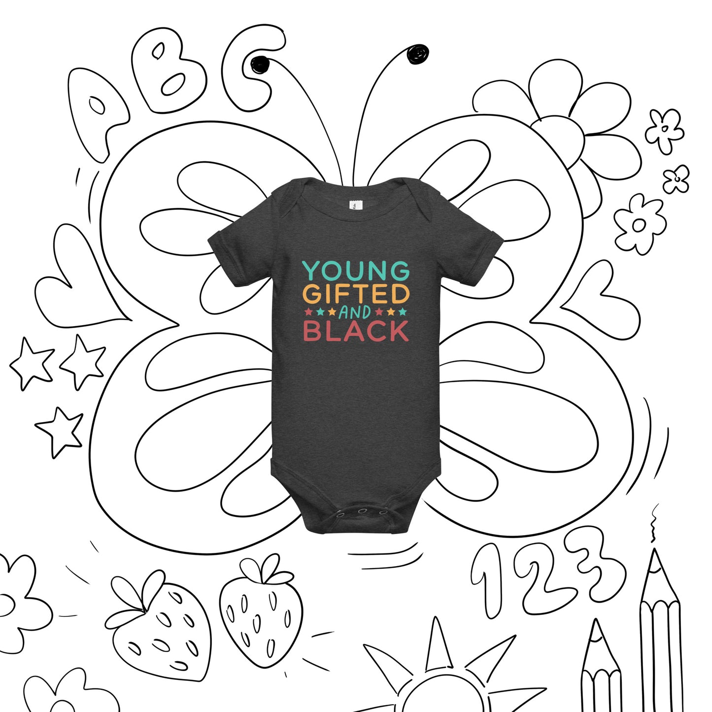 Baby short sleeve one piece - Juneteenth Young Gifted and Black