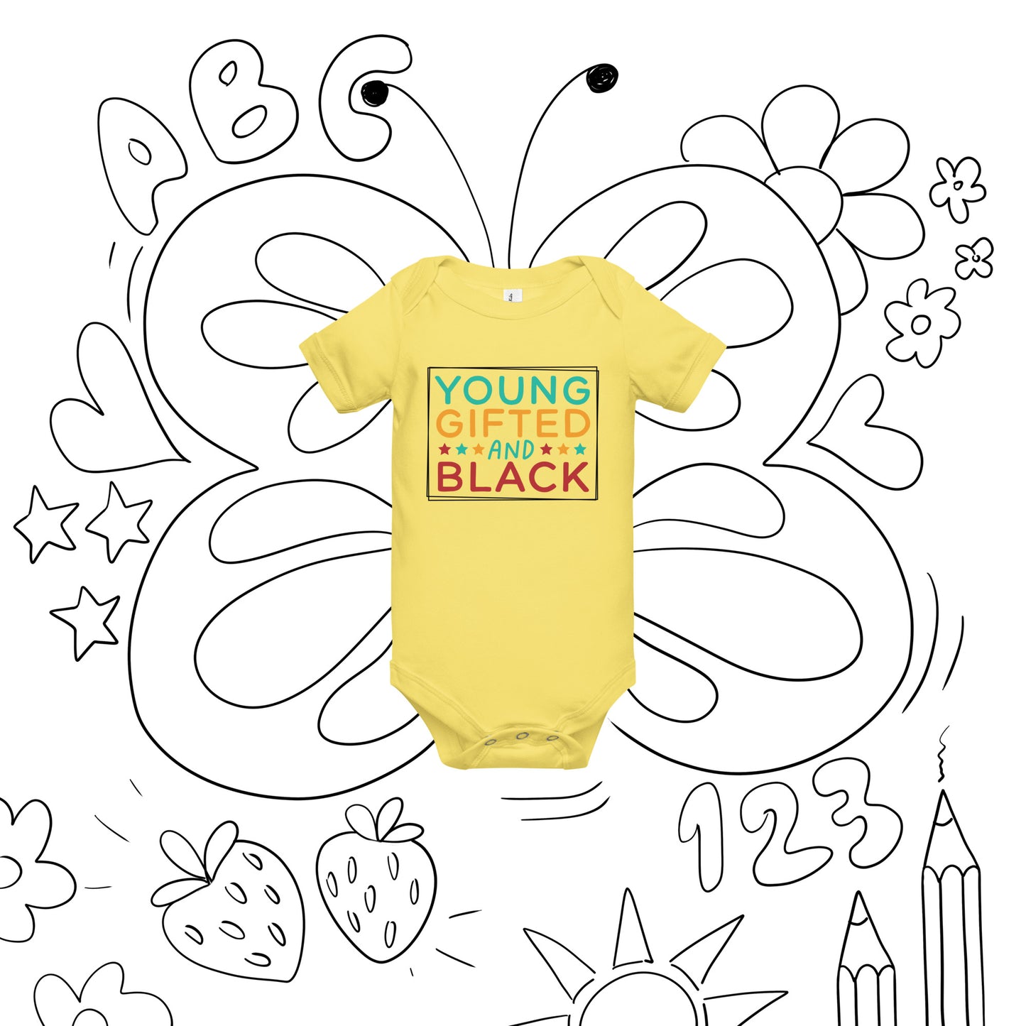 Baby short sleeve one piece - Juneteenth Young Gifted and Black