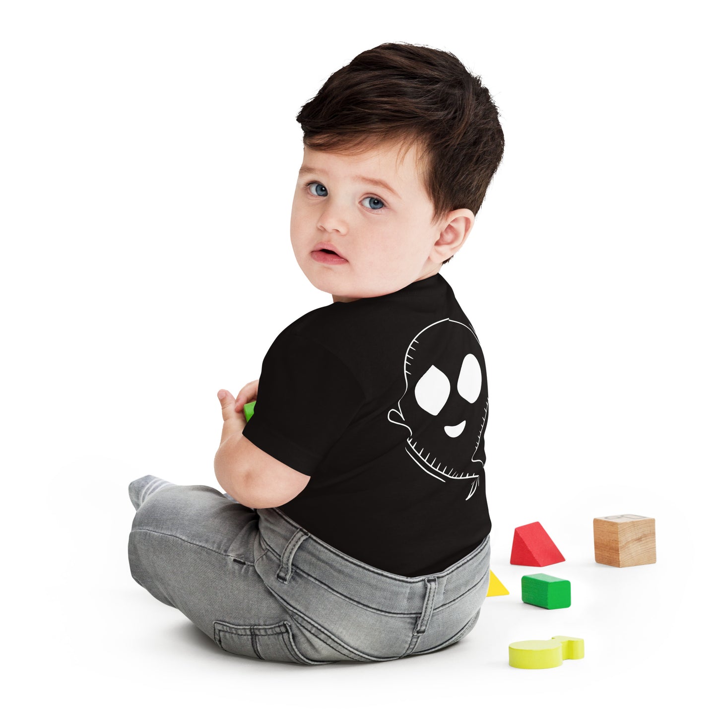 Baby Jersey Short Sleeve Tee - Halloween Ghost Black T-Shirt