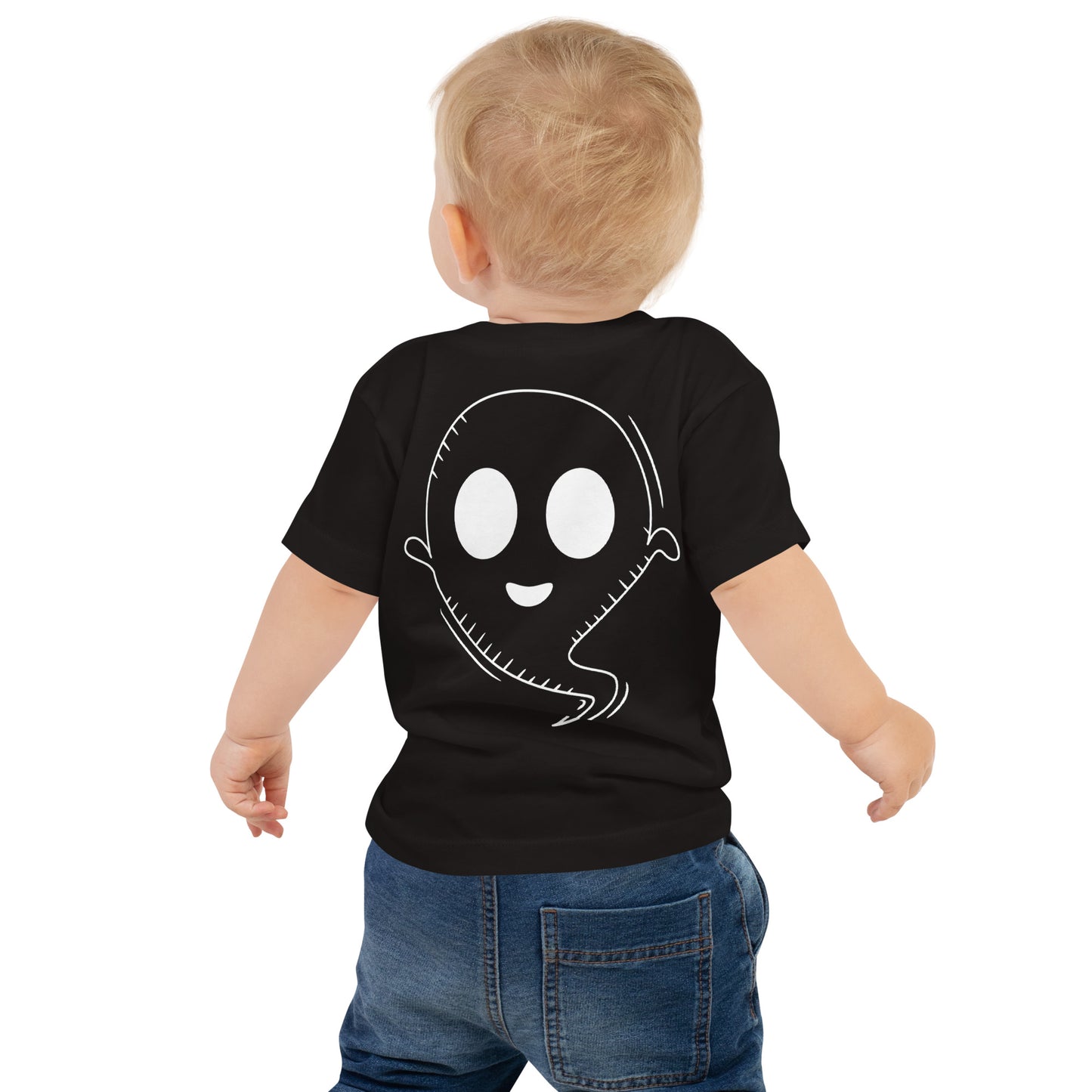 Baby Jersey Short Sleeve Tee - Halloween Ghost Black T-Shirt