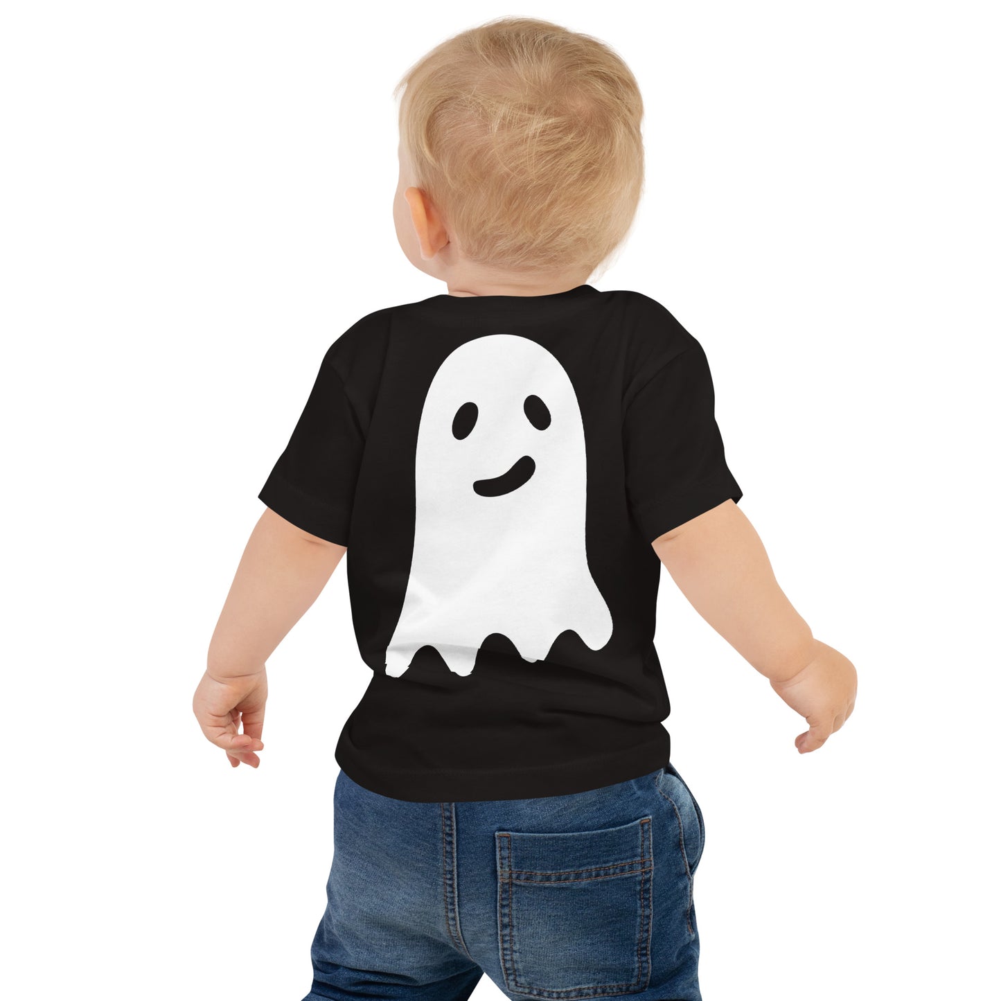 Baby Jersey Short Sleeve Tee - Halloween Ghost Black T-Shirt