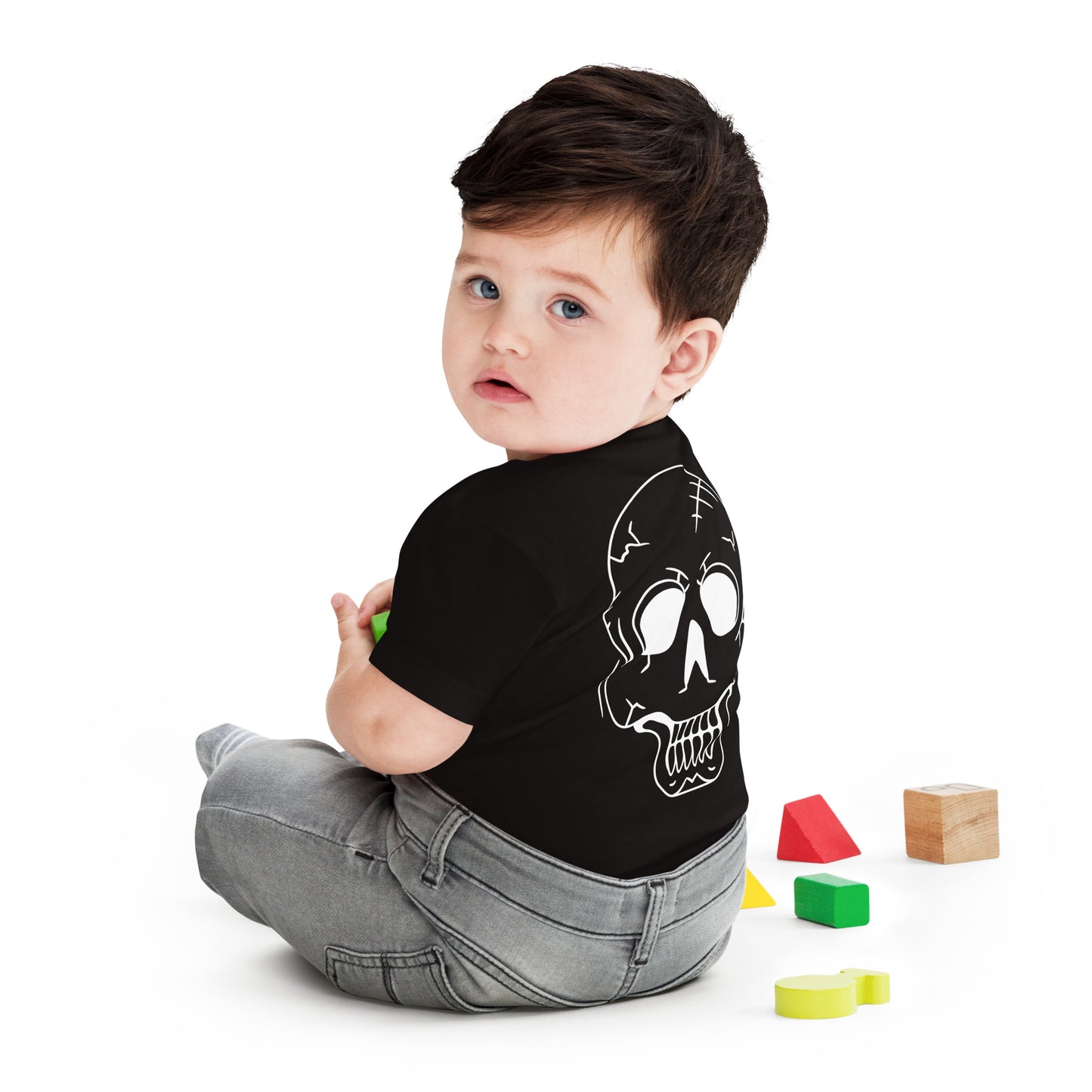 Baby Jersey Short Sleeve Tee - Halloween Skeleton Black T-Shirt