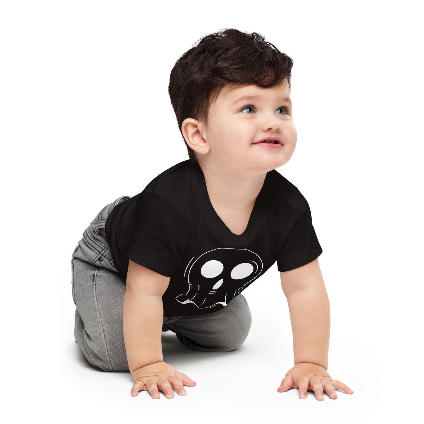 Baby Jersey Short Sleeve Tee - Halloween Ghost Black T-Shirt