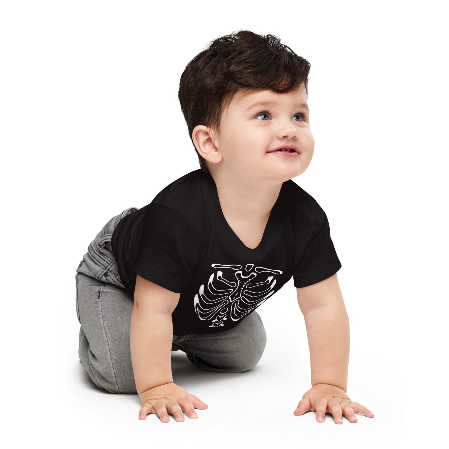 Baby Jersey Short Sleeve Tee - Halloween Skeleton Black T-Shirt