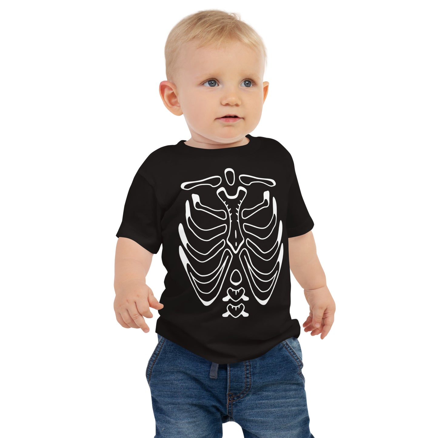 Baby Jersey Short Sleeve Tee - Halloween Skeleton Black T-Shirt