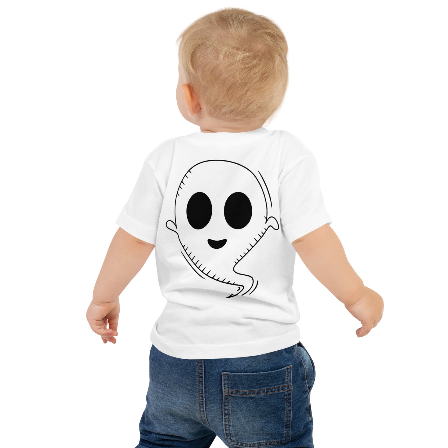 Baby Jersey Short Sleeve Tee - Halloween Ghost White T-Shirt