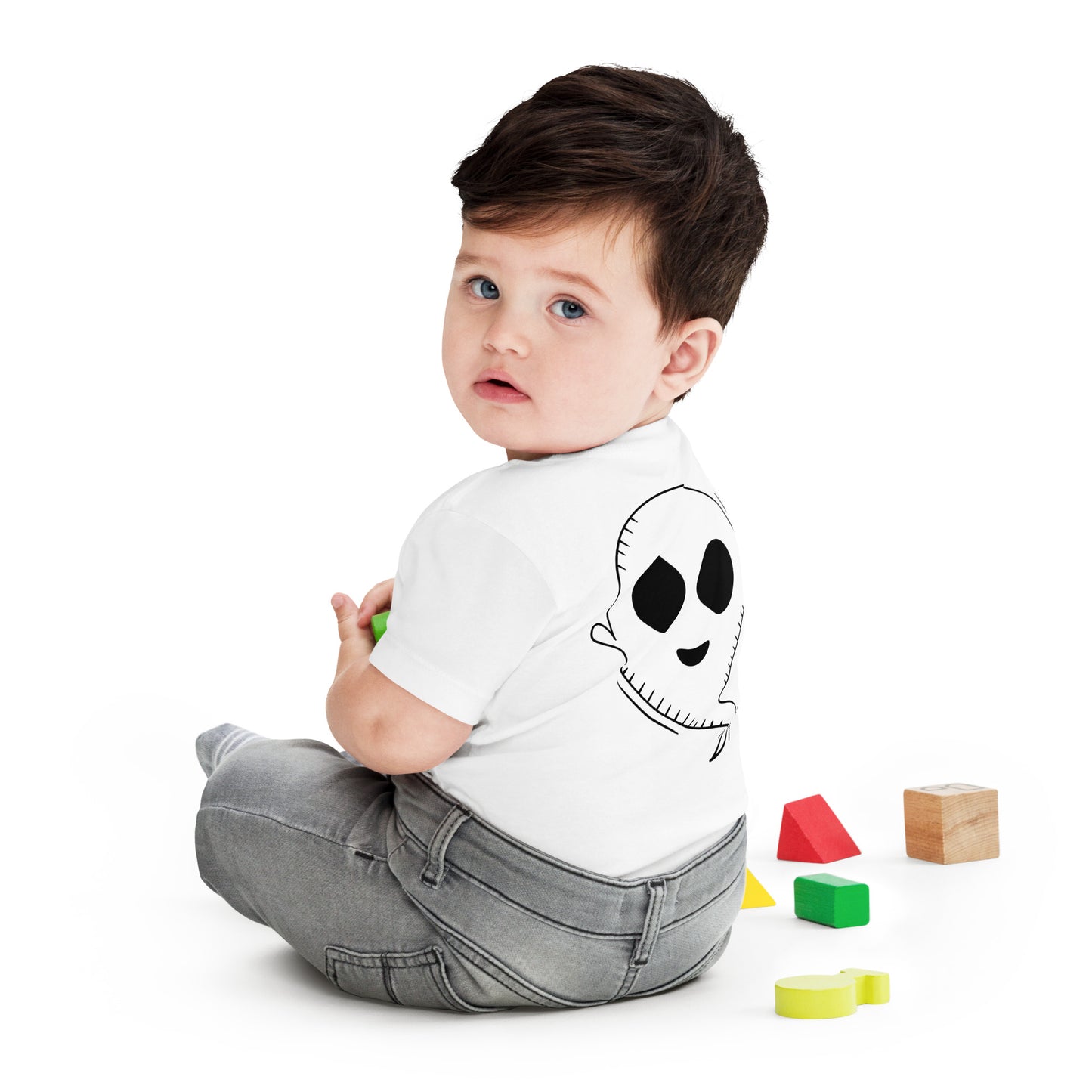 Baby Jersey Short Sleeve Tee - Halloween Ghost White T-Shirt