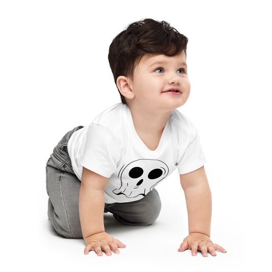 Baby Jersey Short Sleeve Tee - Halloween Ghost White T-Shirt