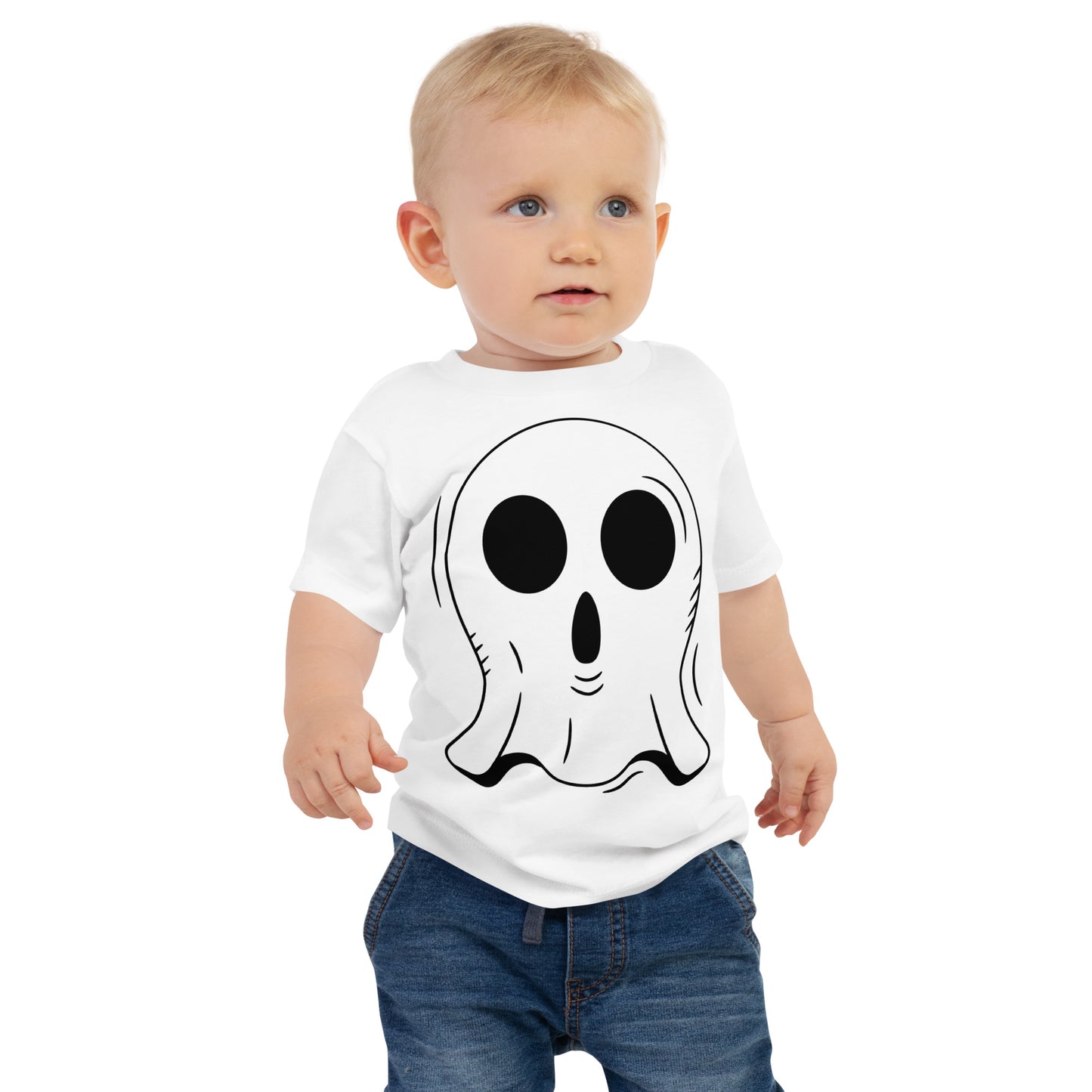 Baby Jersey Short Sleeve Tee - Halloween Ghost White T-Shirt