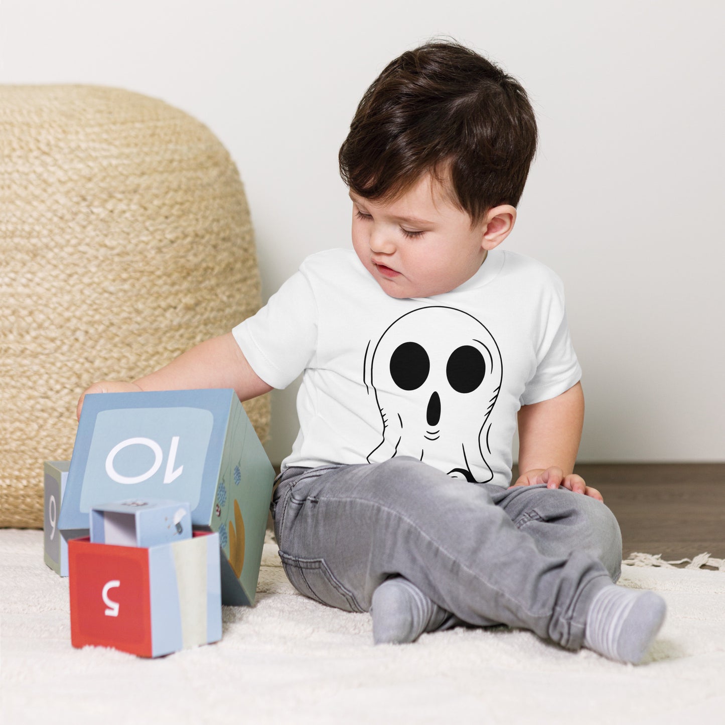 Baby Jersey Short Sleeve Tee - Halloween Ghost White T-Shirt