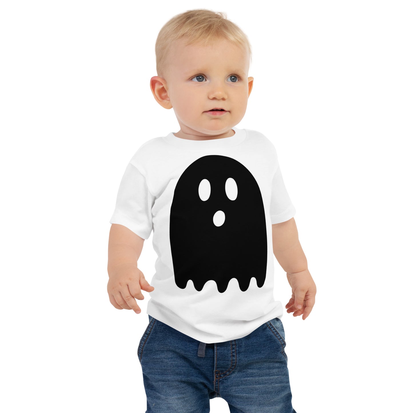 Baby Jersey Short Sleeve Tee - Halloween Ghost White T-Shirt