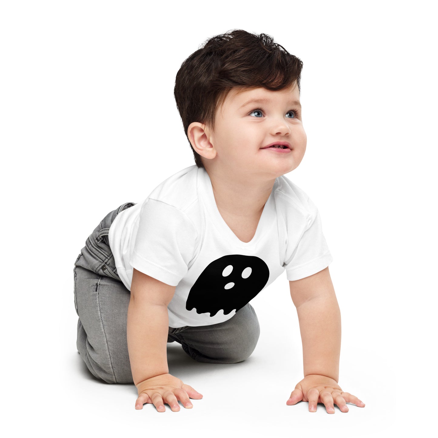 Baby Jersey Short Sleeve Tee - Halloween Ghost White T-Shirt