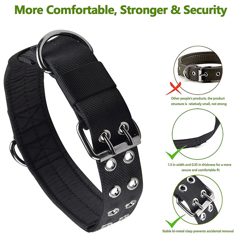 OneTigris Military Adjustable Dog Collar With Metal D Ring & Buckle