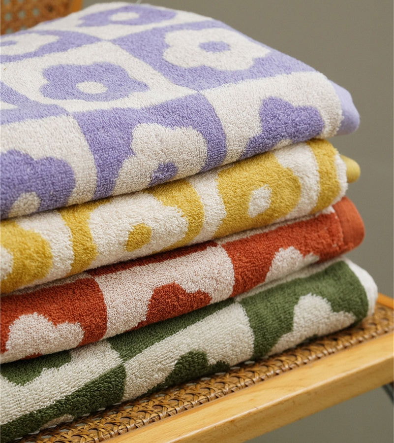 Retro Style Fish Scale Towel Cotton Color