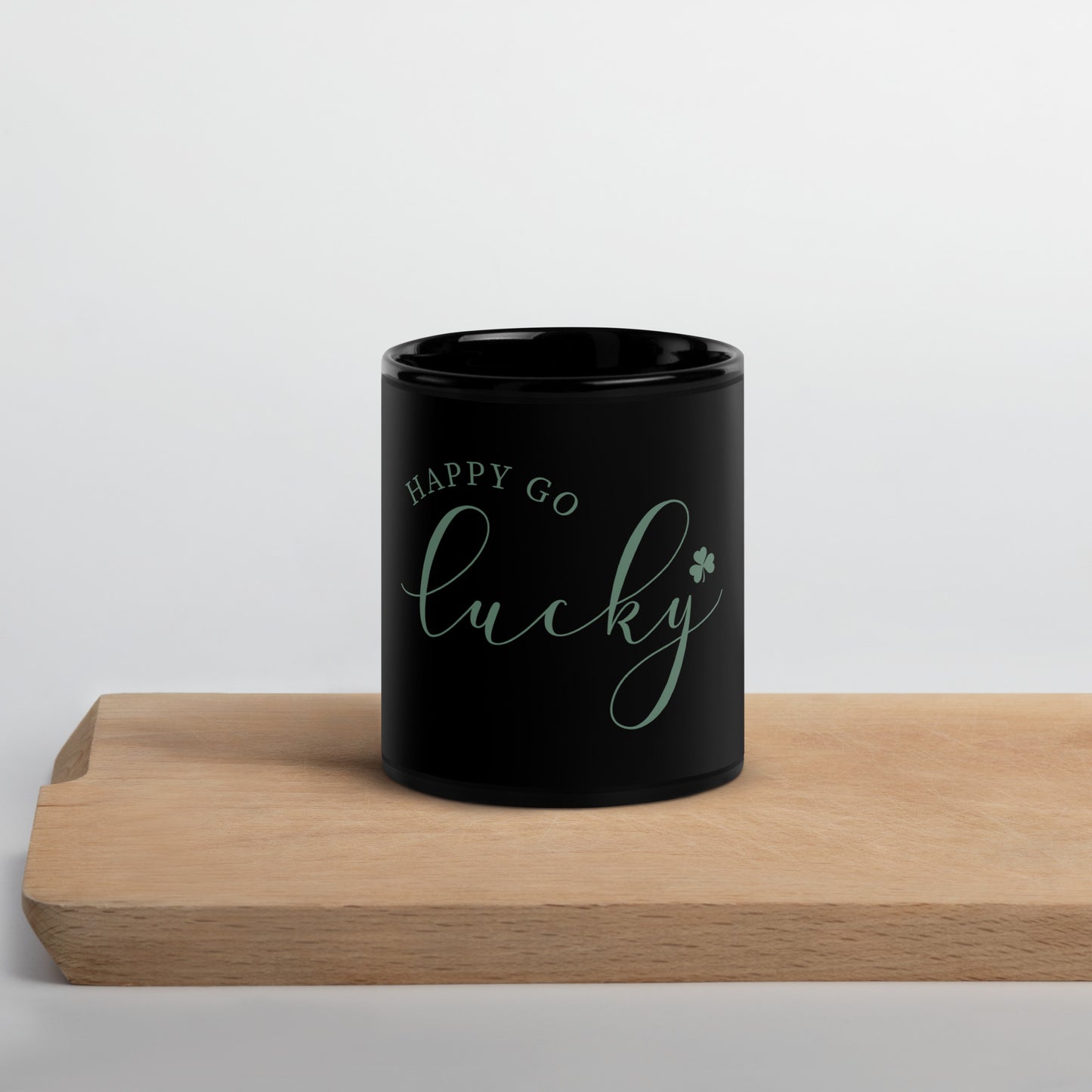 Black Glossy Mug - St Patty's Day Happy Go Lucky