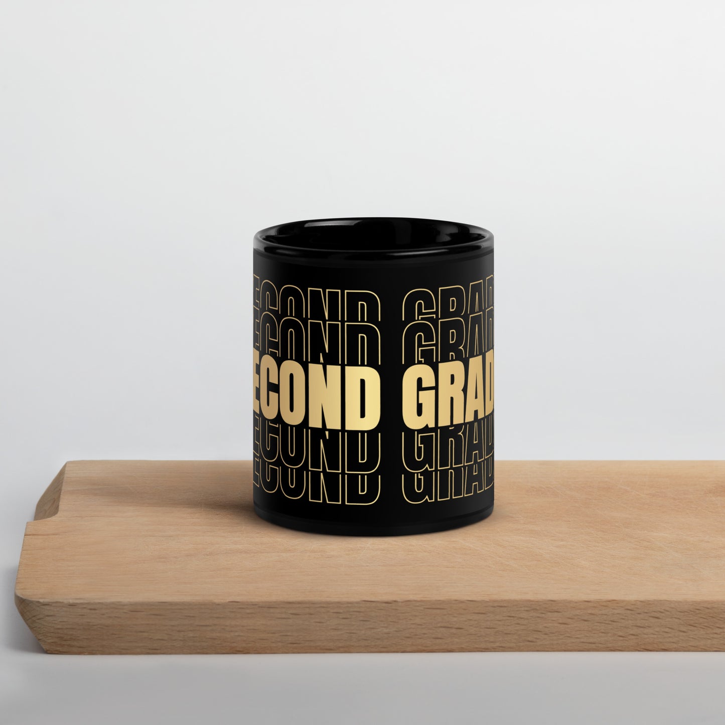 Black Glossy Mug - Teacher Second Grade in Gold