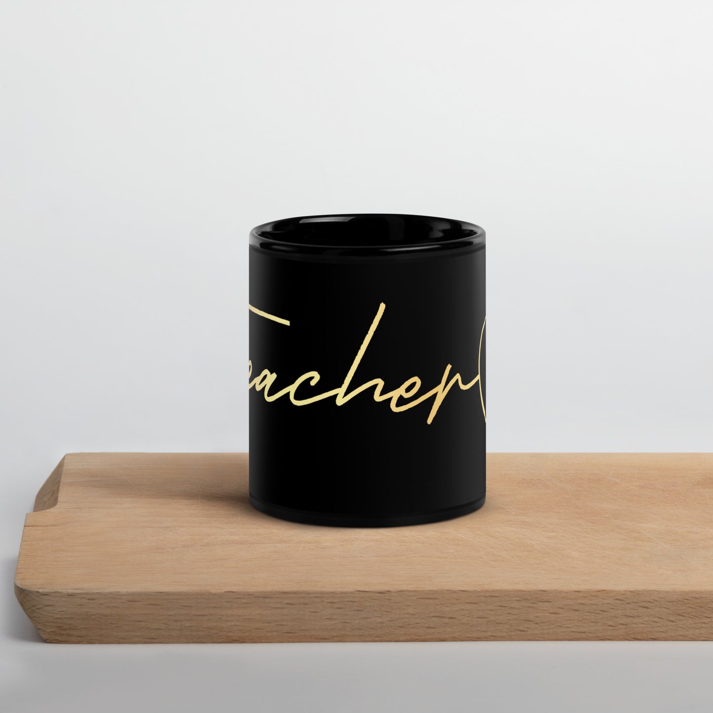 Black Glossy Mug - Teacher with Gold Apple